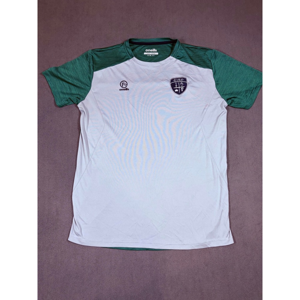 O'Neills Training Shirt Mens Large Gray Green Eire Ireland Crest‎ Slim Fit